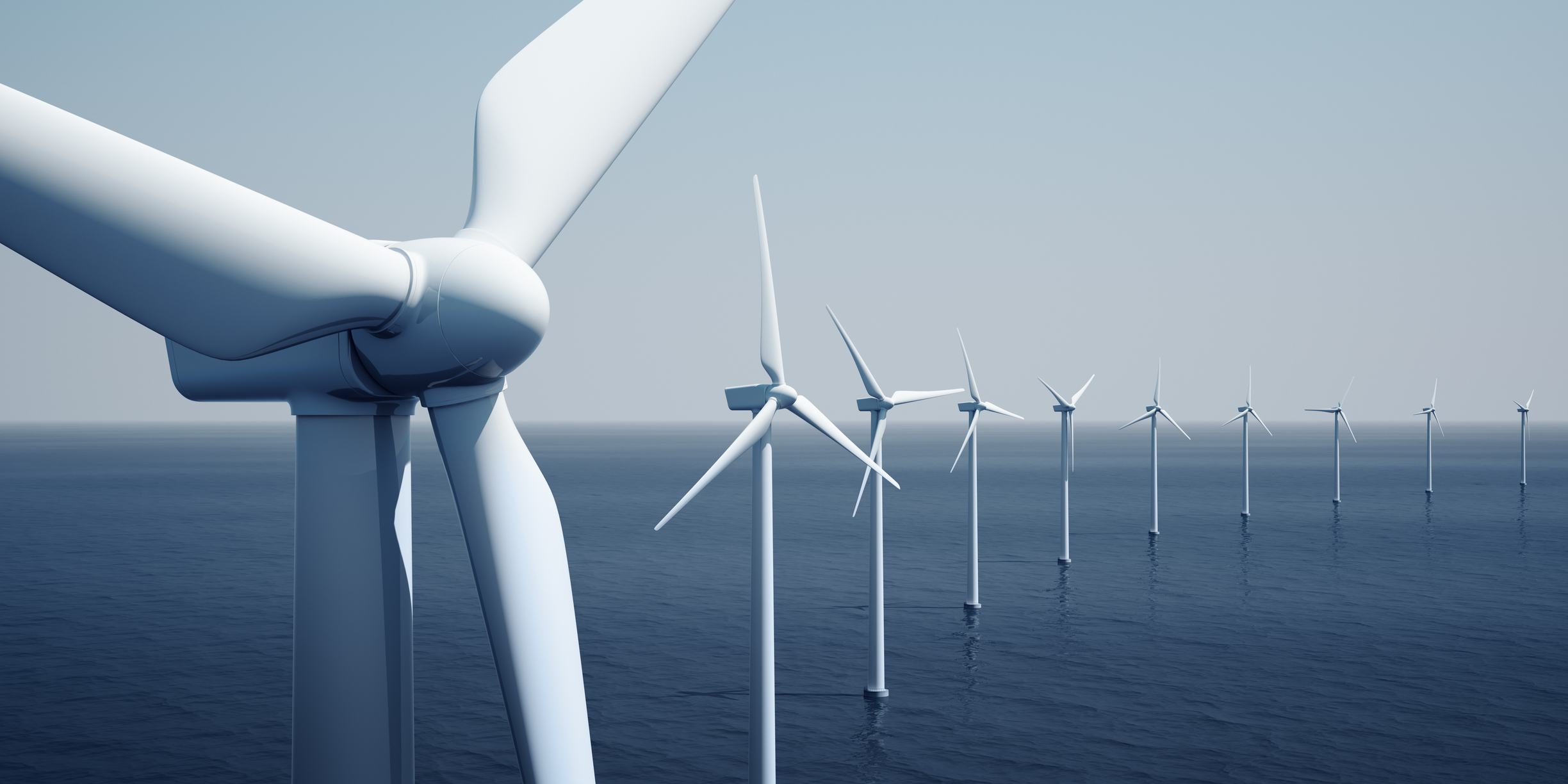 Wind turbines on the ocean
