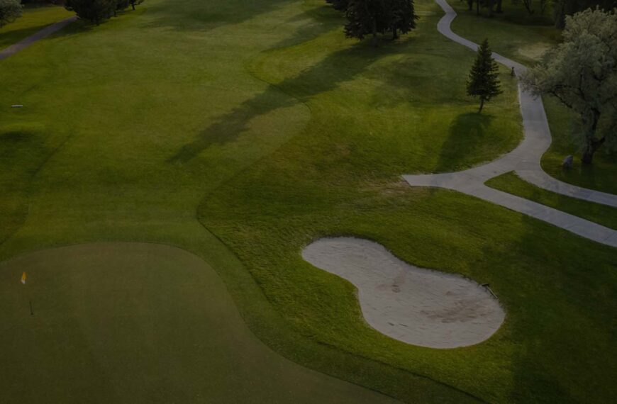 a golf course from above